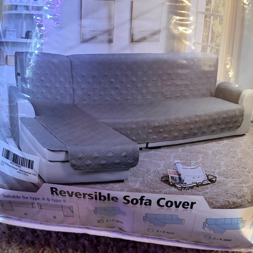 Reversible Gray Sofa Cover
